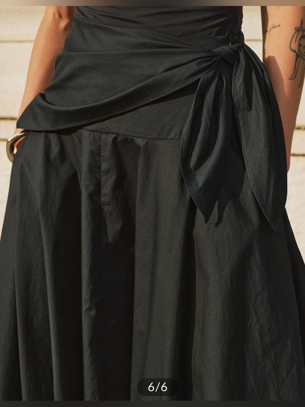 Cotton Tie-Waist Midi Skirt - Picture 2 of 4
